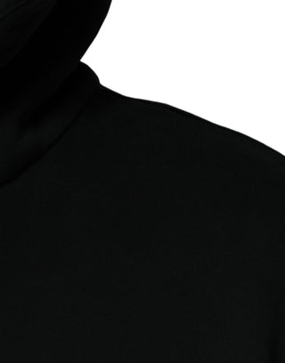 Black Logo Plaque Hooded Full Zip Sweater