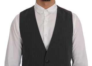 Elegant Striped Gray Waistcoat Vest - Luxury for You