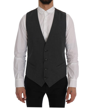 Elegant Striped Gray Waistcoat Vest - Luxury for You