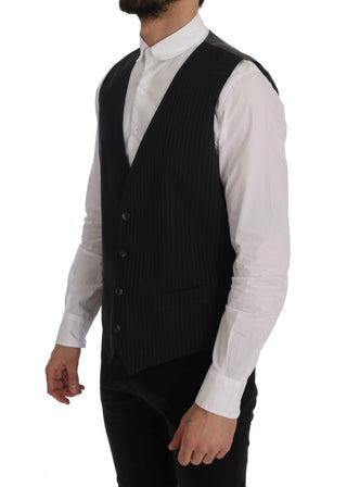 Elegant Striped Gray Waistcoat Vest - Luxury for You