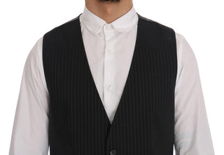 Elegant Striped Gray Waistcoat Vest - Luxury for You