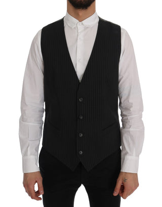 Elegant Striped Gray Waistcoat Vest - Luxury for You