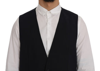 Sleek Striped Wool Blend Waistcoat Vest - Luxury for You