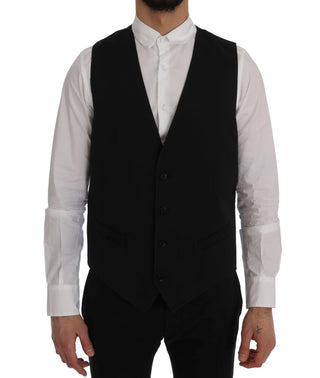 Sleek Black Single-breasted Waistcoat - Luxury for You