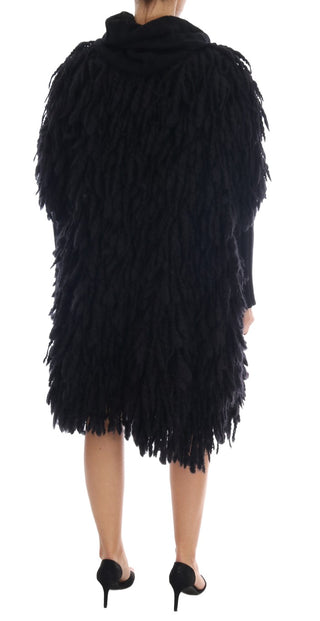 Elegant Black Fringed Wool-cashmere Sweater - Luxury for You