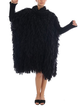 Elegant Black Fringed Wool-cashmere Sweater - Luxury for You