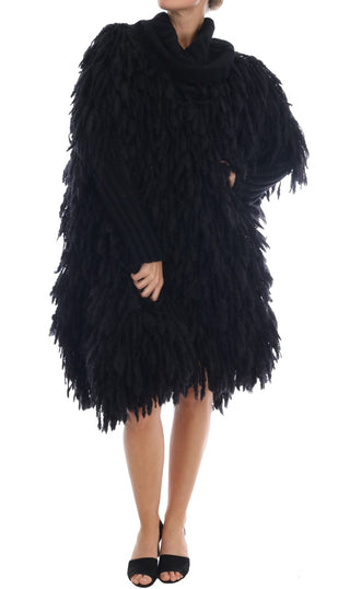 Elegant Black Fringed Wool-cashmere Sweater - Luxury for You