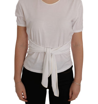 Elegant White Wrap Blouse With Crystal Accents - Luxury for You