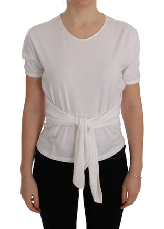 Elegant White Wrap Blouse With Crystal Accents - Luxury for You