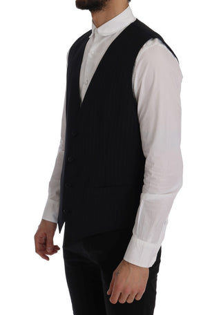 Elegant Blue Striped Waistcoat Vest - Luxury for You