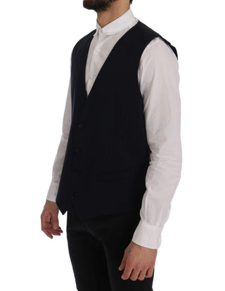 Elegant Striped Wool Blend Waistcoat Vest - Luxury for You