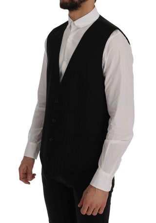 Elegant Striped Wool Blend Waistcoat Vest - Luxury for You