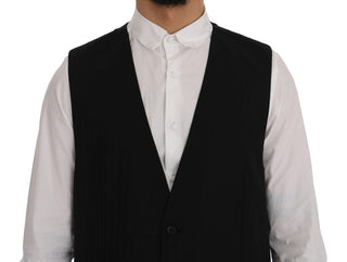 Elegant Striped Wool Blend Waistcoat Vest - Luxury for You