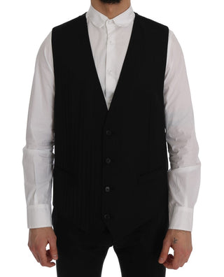 Elegant Striped Wool Blend Waistcoat Vest - Luxury for You