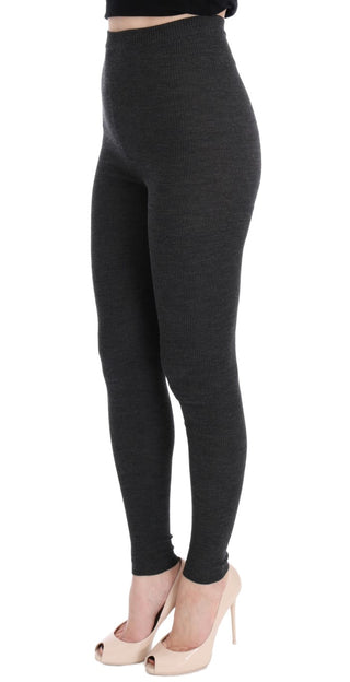 Elegant Gray High-waist Wool Tights Pants - Luxury for You