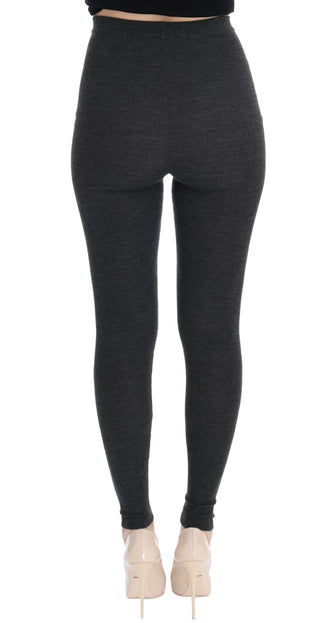 Elegant Gray High-waist Wool Tights Pants - Luxury for You