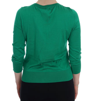 Embellished Green Silk Pullover Sweater - Luxury for You