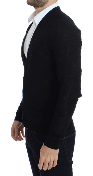 Elegant Black Merino Wool Cardigan - Luxury for You