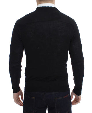 Elegant Black Merino Wool Cardigan - Luxury for You