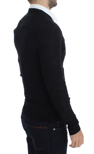 Elegant Black Merino Wool Cardigan - Luxury for You