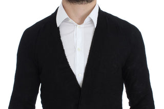 Elegant Black Merino Wool Cardigan - Luxury for You