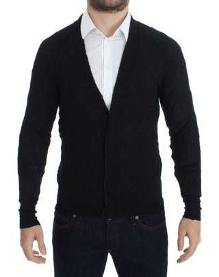 Elegant Black Merino Wool Cardigan - Luxury for You