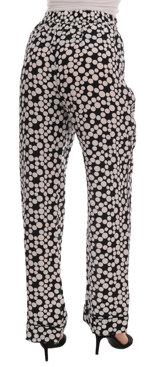 Elegant Polka Dot Silk High-waist Pants - Luxury for You