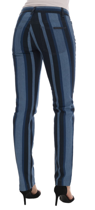 Chic Blue Striped Slim Fit Girly Jeans - Luxury for You