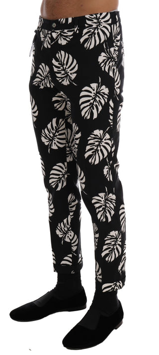 Slim Fit Leaf Print Ankle Pants - Luxury for You