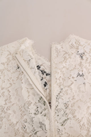 Elegant White Lace Embellished Mini Blouse - Luxury for You