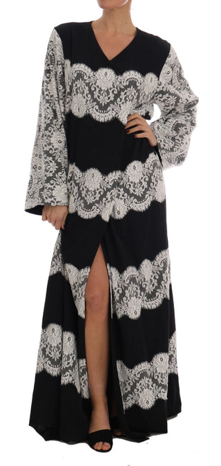 Elegant Silk Floral Lace Kaftan Maxi Dress - Luxury for You