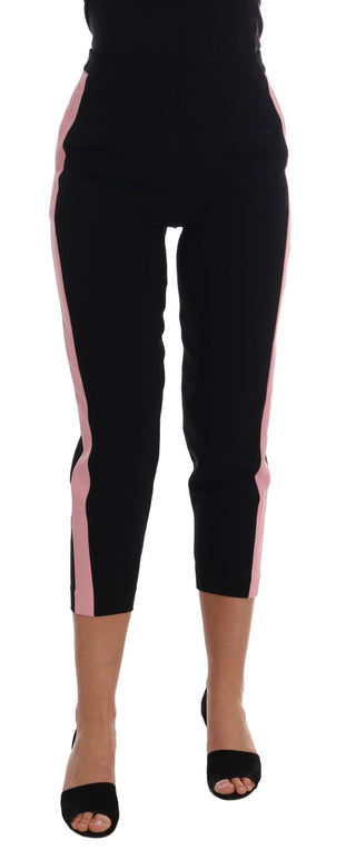 Chic Black Capri Pants With Pink Side Stripes - Luxury for You