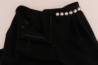 Elegant High-waist Ankle Pants With Gold Detailing - Luxury for You