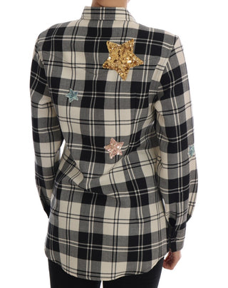 Enchanted Sequin Checkered Wool Shirt - Luxury for You