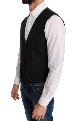 Elegant Slim Fit Formal Vest In Black - Luxury for You