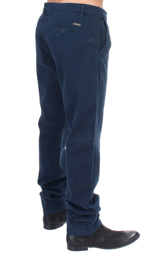 Elegant Blue Cotton Stretch Chinos - Luxury for You