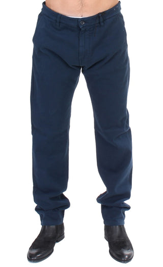 Elegant Blue Cotton Stretch Chinos - Luxury for You