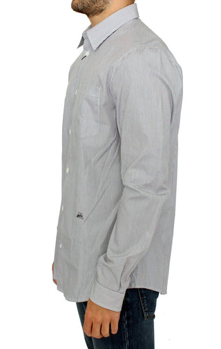 Chic Gray Striped Cotton Casual Shirt - Luxury for You