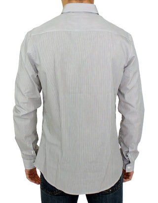 Chic Gray Striped Cotton Casual Shirt - Luxury for You