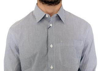 Chic Gray Striped Cotton Casual Shirt - Luxury for You