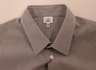 Chic Gray Striped Cotton Casual Shirt - Luxury for You