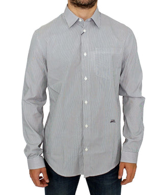 Chic Gray Striped Cotton Casual Shirt - Luxury for You