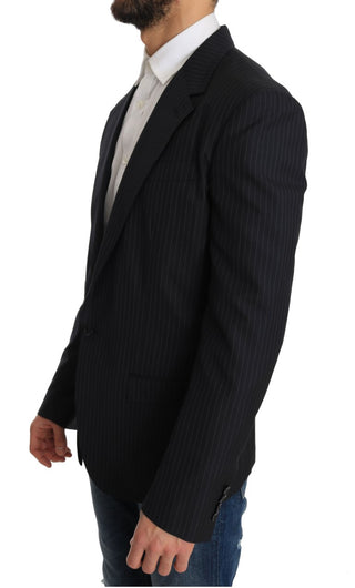 Elegant Slim Fit Striped Wool Silk Blazer - Luxury for You