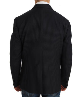 Elegant Slim Fit Striped Wool Silk Blazer - Luxury for You