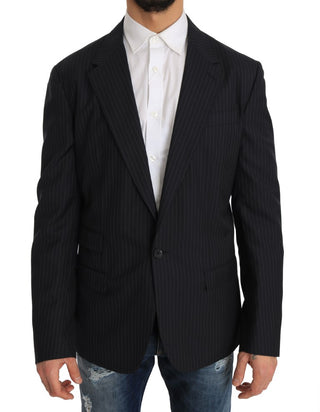 Elegant Slim Fit Striped Wool Silk Blazer - Luxury for You