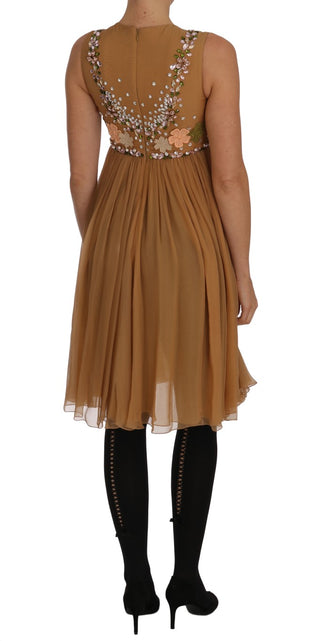 Exquisite Gold Silk A-line Dress - Luxury for You