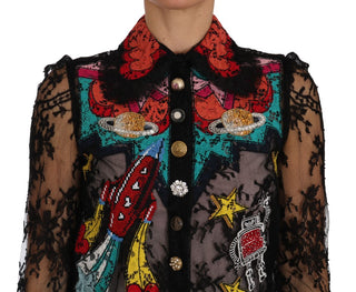 Floral Lace Embroidered Blouse With Crystals - Luxury for You