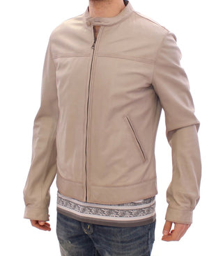 Elegant Beige Leather Lambskin Jacket - Luxury for You