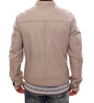 Elegant Beige Leather Lambskin Jacket - Luxury for You