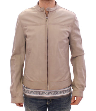 Elegant Beige Leather Lambskin Jacket - Luxury for You